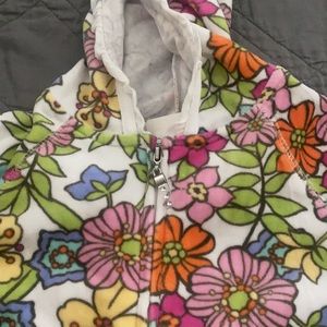 NWT girls velour hoodie zip up multi color flower